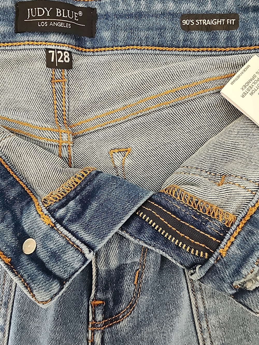 Judy Blue 90's Straight Fit High Rise Cargo Jeans - Size 7/28 - Picture 11 of 13
